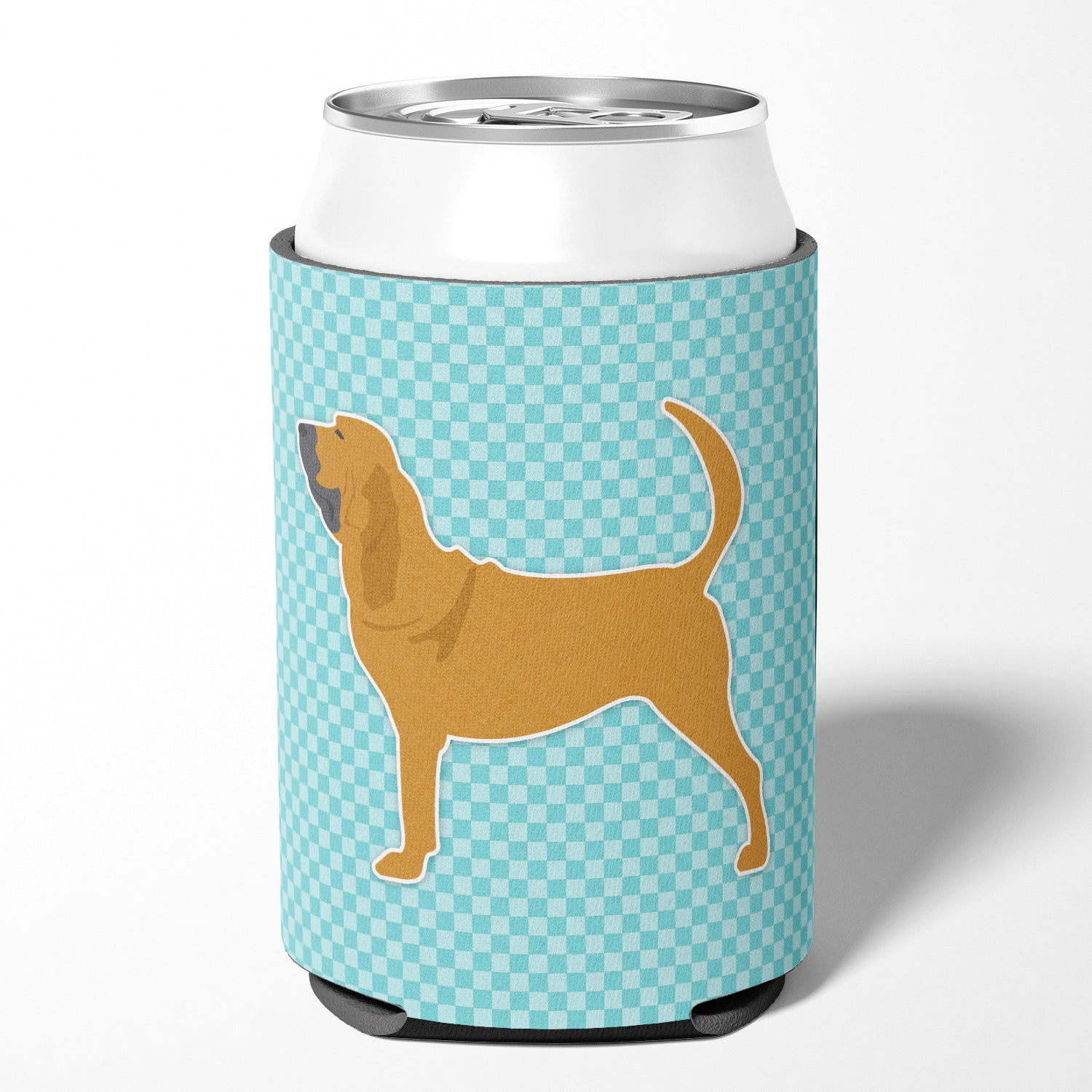 Bloodhound  Checkerboard Blue Can or Bottle Hugger BB3684CC