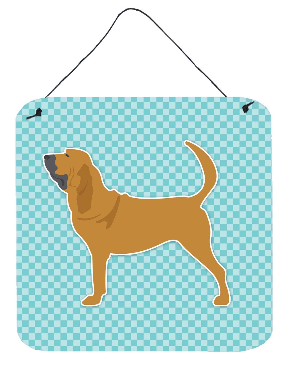 Bloodhound  Checkerboard Blue Wall or Door Hanging Prints BB3684DS66 by Caroline&#39;s Treasures