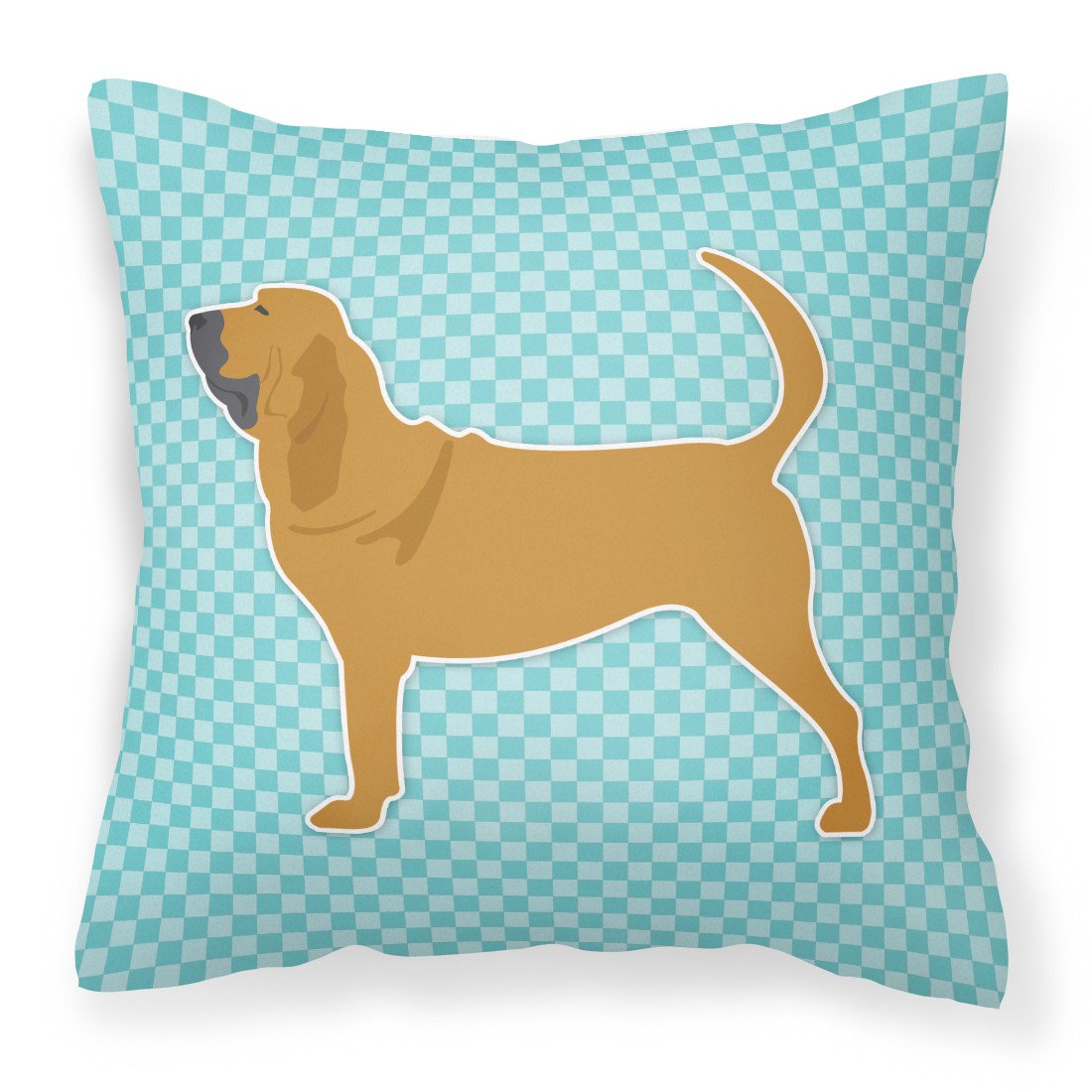 Bloodhound  Checkerboard Blue Fabric Decorative Pillow BB3684PW1818 by Caroline&#39;s Treasures