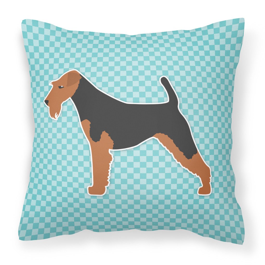 Welsh Terrier  Checkerboard Blue Fabric Decorative Pillow BB3685PW1818 by Caroline&#39;s Treasures