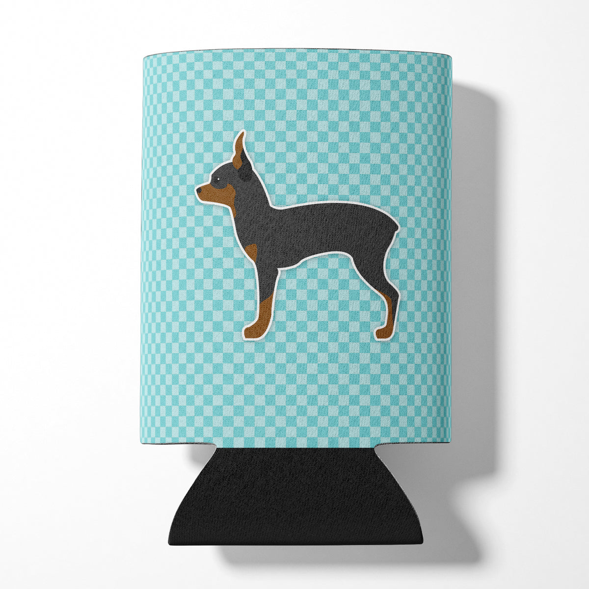 Toy Fox Terrier  Checkerboard Blue Can or Bottle Hugger BB3687CC