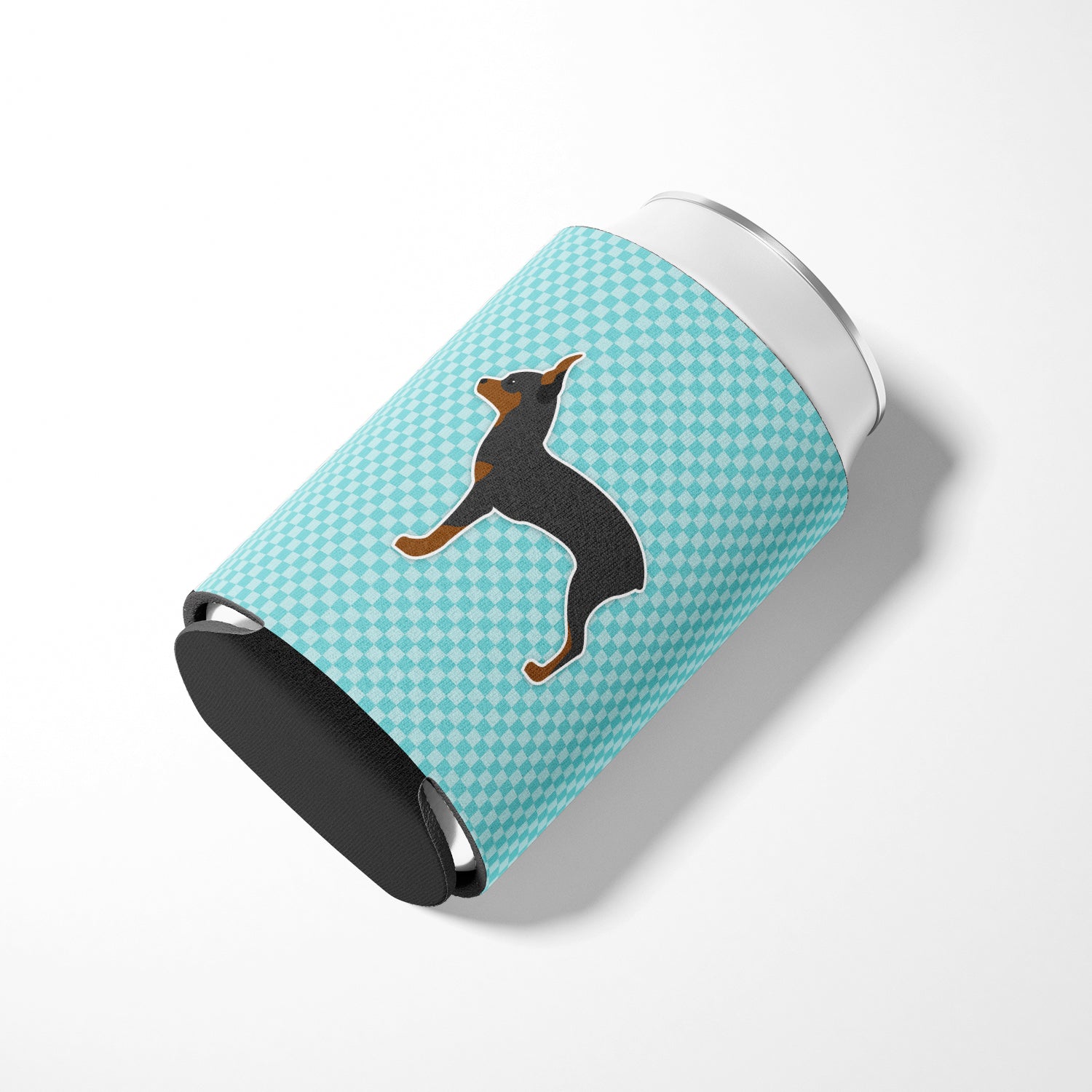 Toy Fox Terrier  Checkerboard Blue Can or Bottle Hugger BB3687CC  the-store.com.
