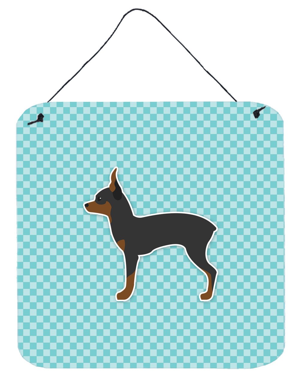 Toy Fox Terrier  Checkerboard Blue Wall or Door Hanging Prints BB3687DS66 by Caroline&#39;s Treasures