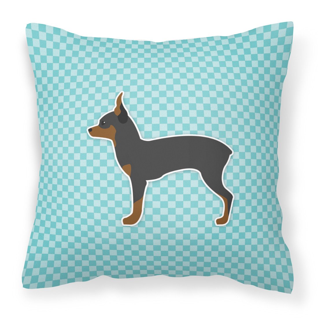 Toy Fox Terrier  Checkerboard Blue Fabric Decorative Pillow BB3687PW1818 by Caroline&#39;s Treasures