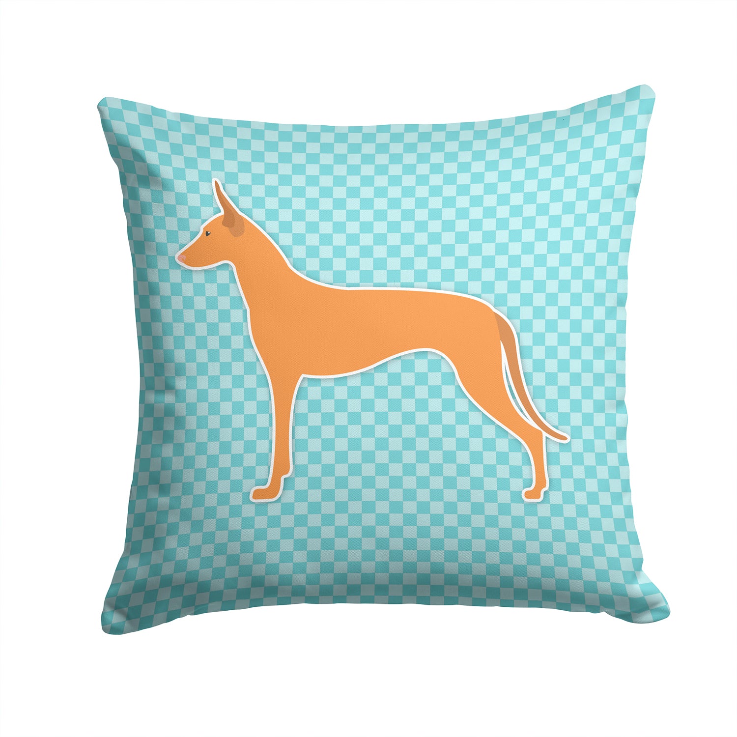 Pharaoh Hound  Checkerboard Blue Fabric Decorative Pillow BB3688PW1414 - the-store.com
