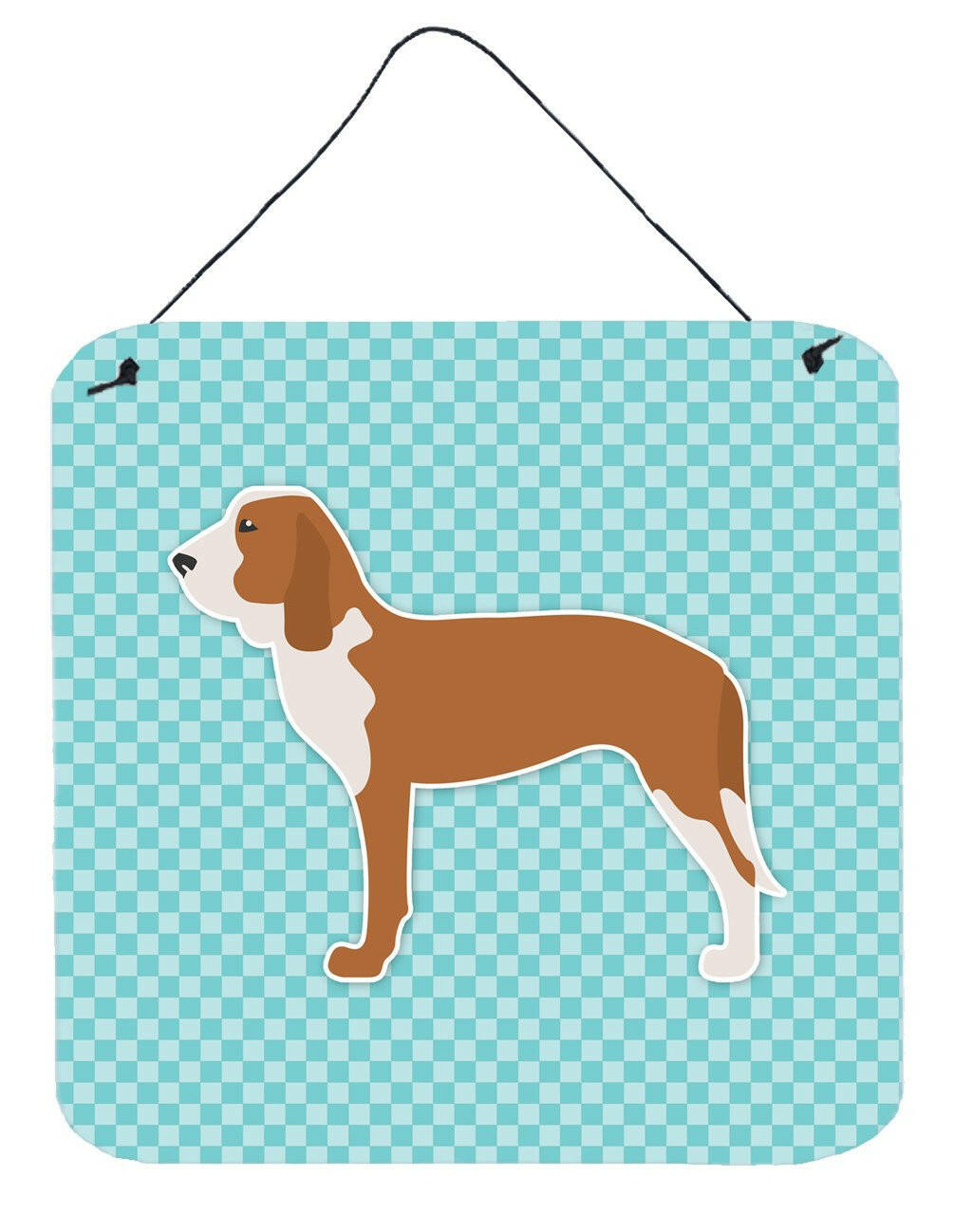 Spanish Hound  Checkerboard Blue Wall or Door Hanging Prints BB3691DS66 by Caroline&#39;s Treasures