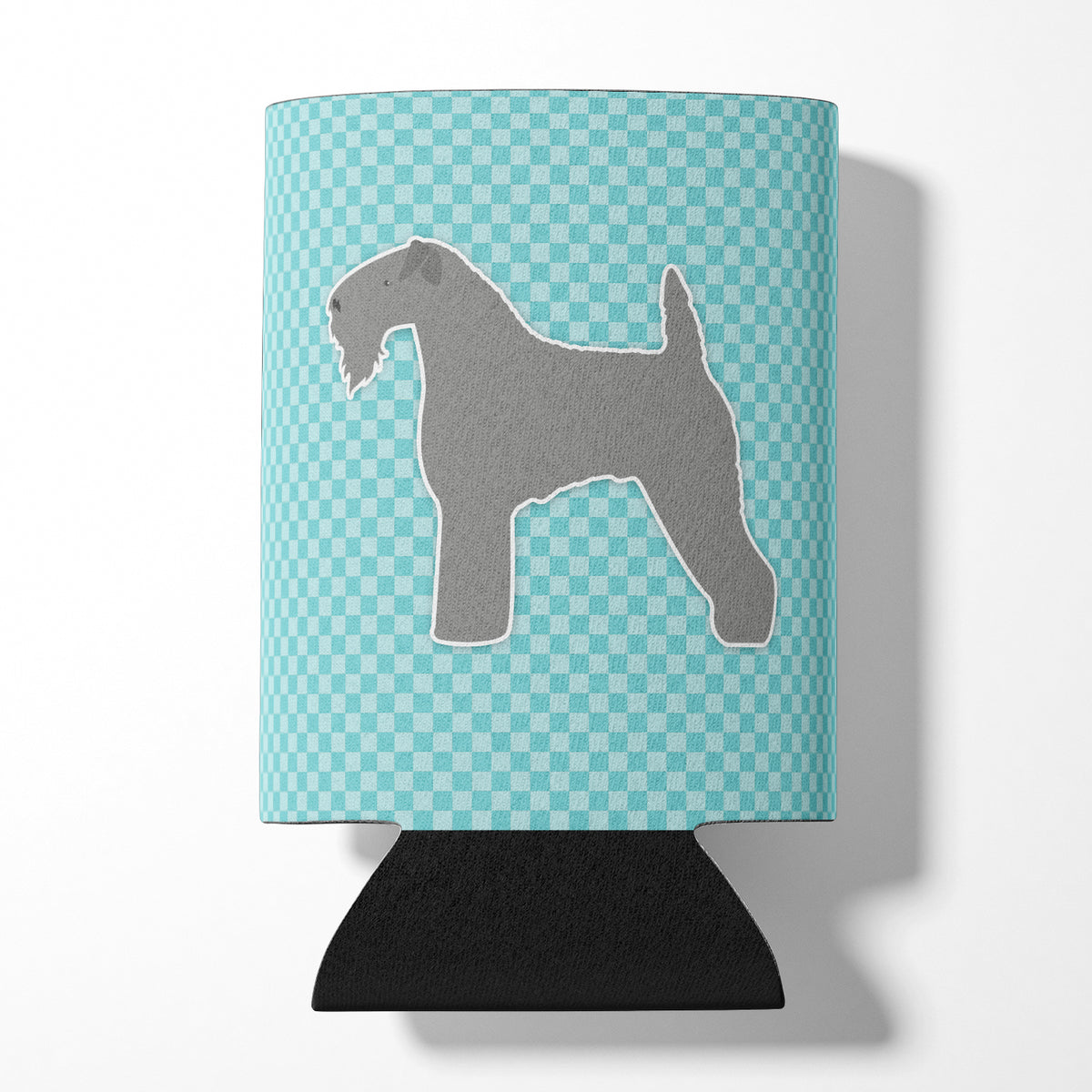 Kerry Blue Terrier  Checkerboard Blue Can or Bottle Hugger BB3692CC