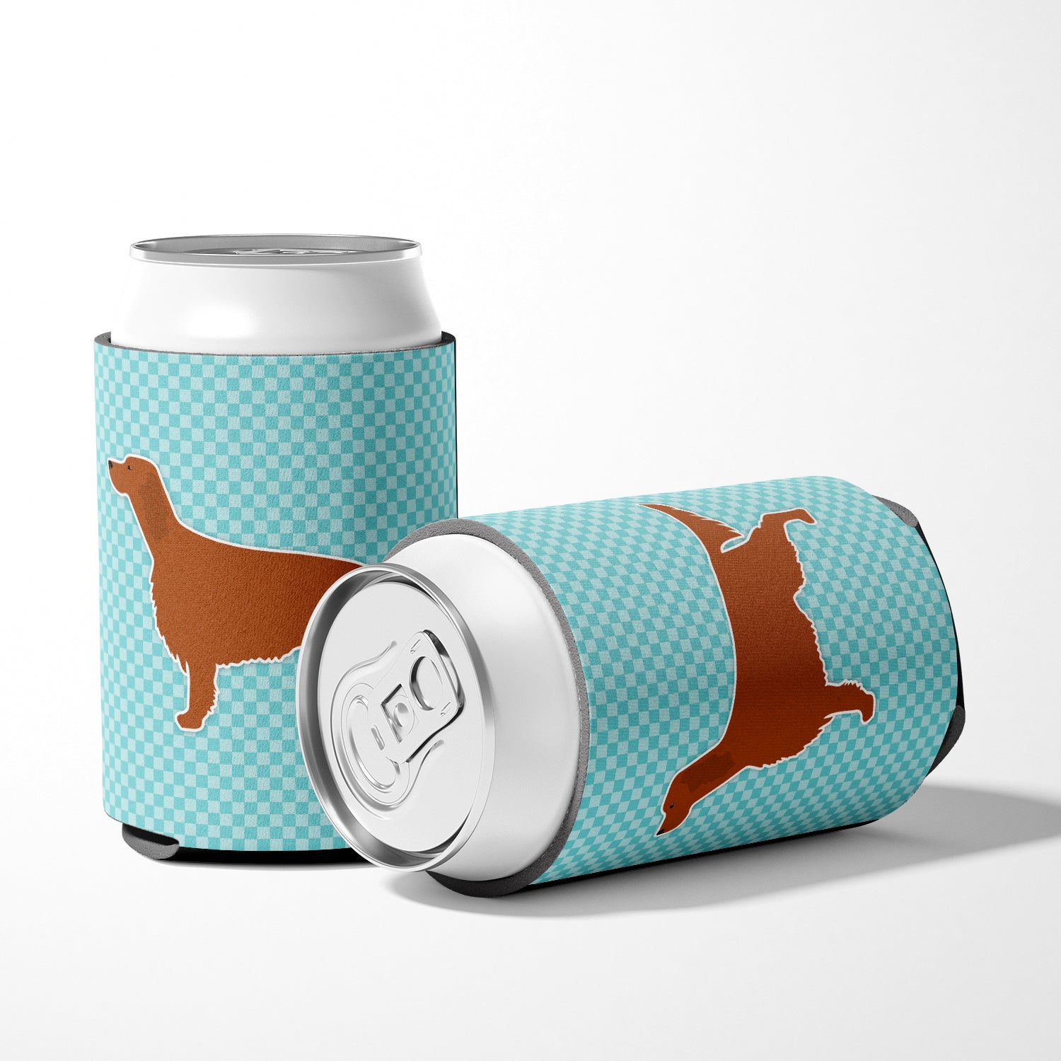 Irish Setter  Checkerboard Blue Can or Bottle Hugger BB3693CC  the-store.com.