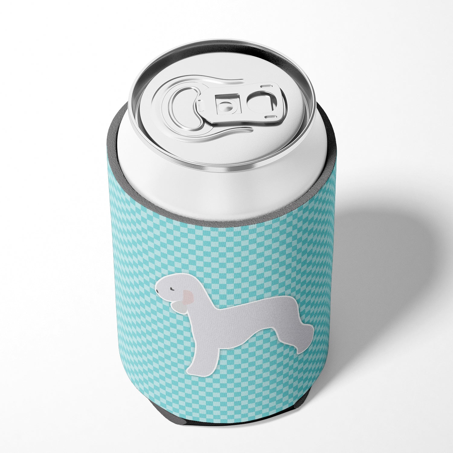 Bedlington Terrier  Checkerboard Blue Can or Bottle Hugger BB3694CC