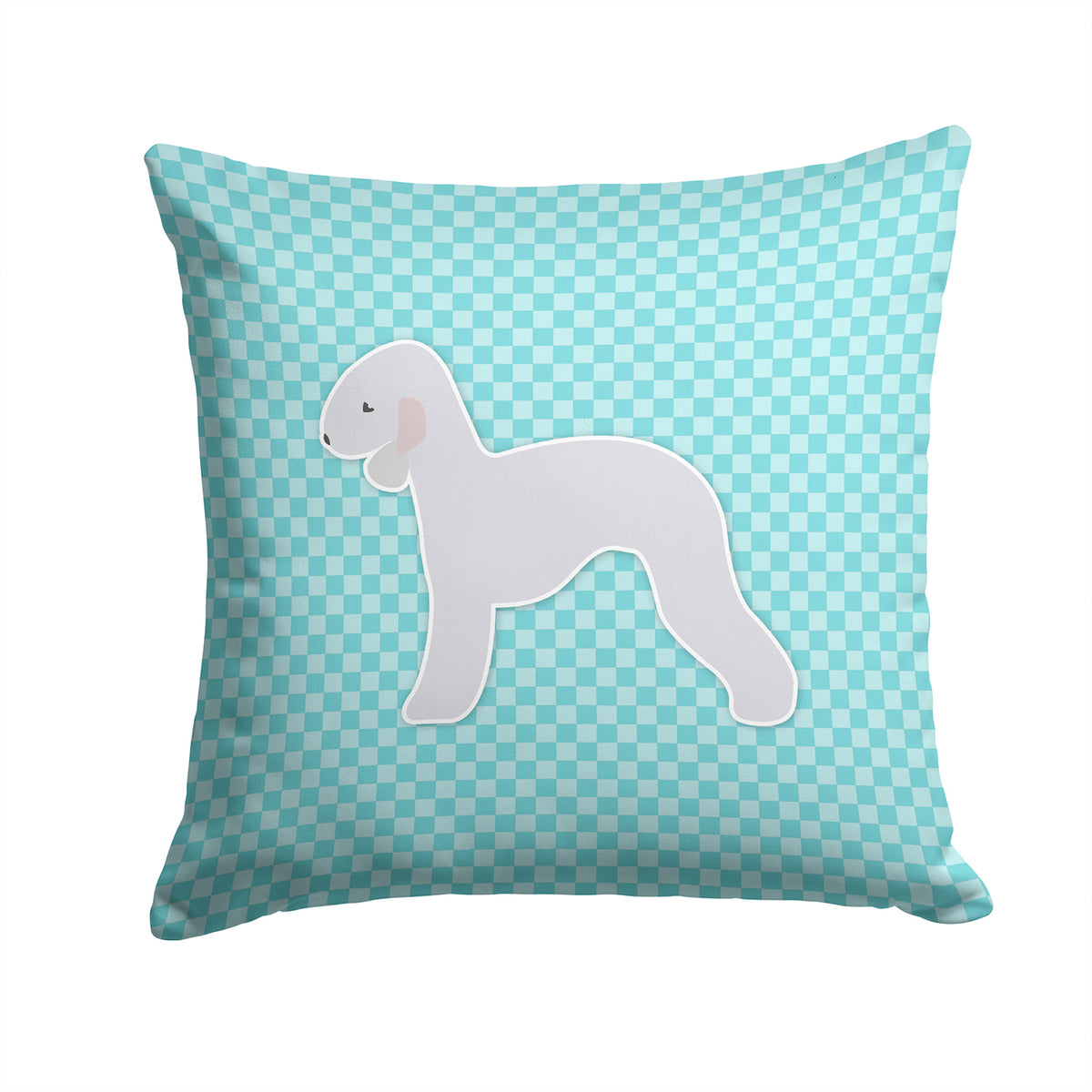 Bedlington Terrier  Checkerboard Blue Fabric Decorative Pillow BB3694PW1414 - the-store.com