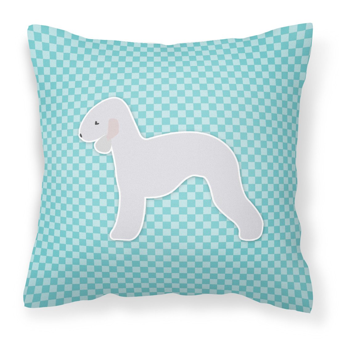 Bedlington Terrier  Checkerboard Blue Fabric Decorative Pillow BB3694PW1818 by Caroline&#39;s Treasures