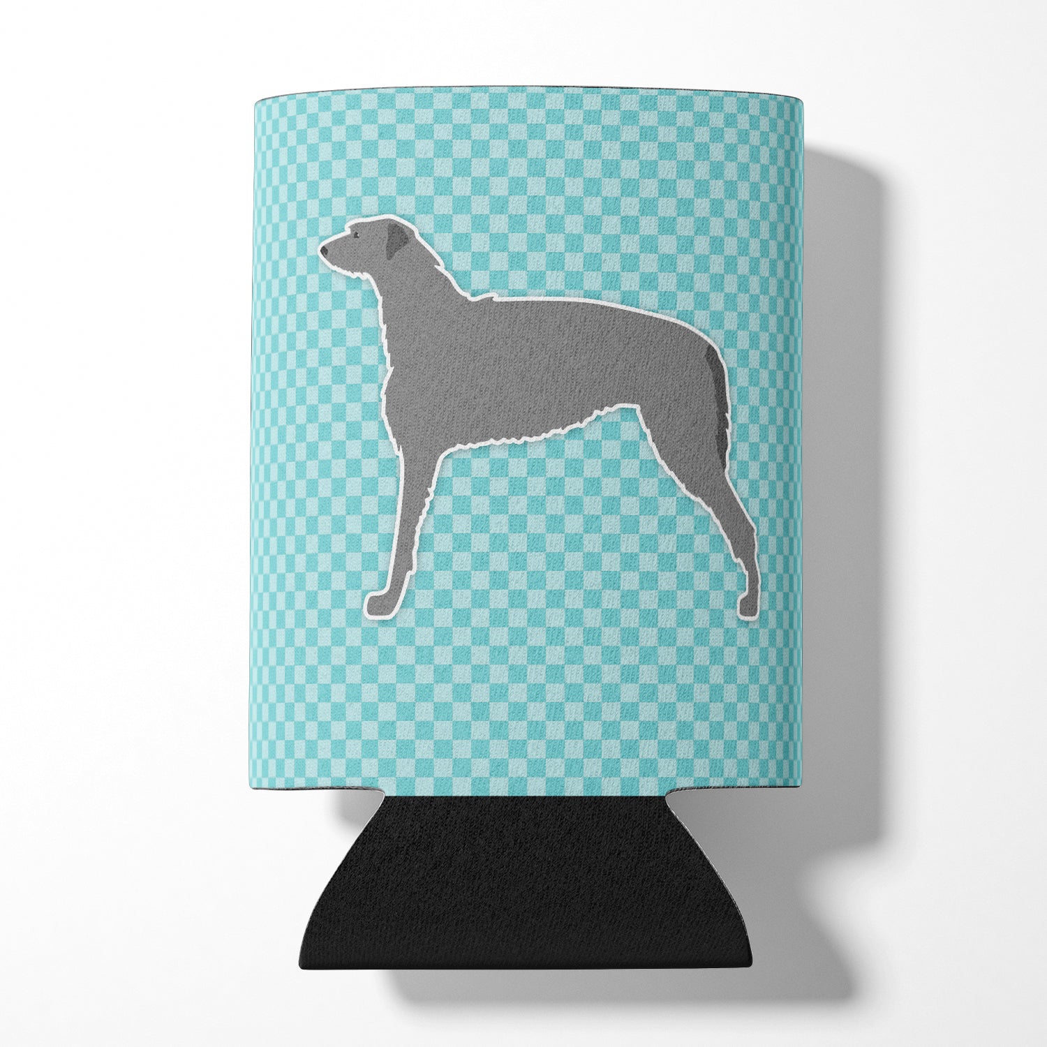 Scottish Deerhound  Checkerboard Blue Can or Bottle Hugger BB3696CC  the-store.com.