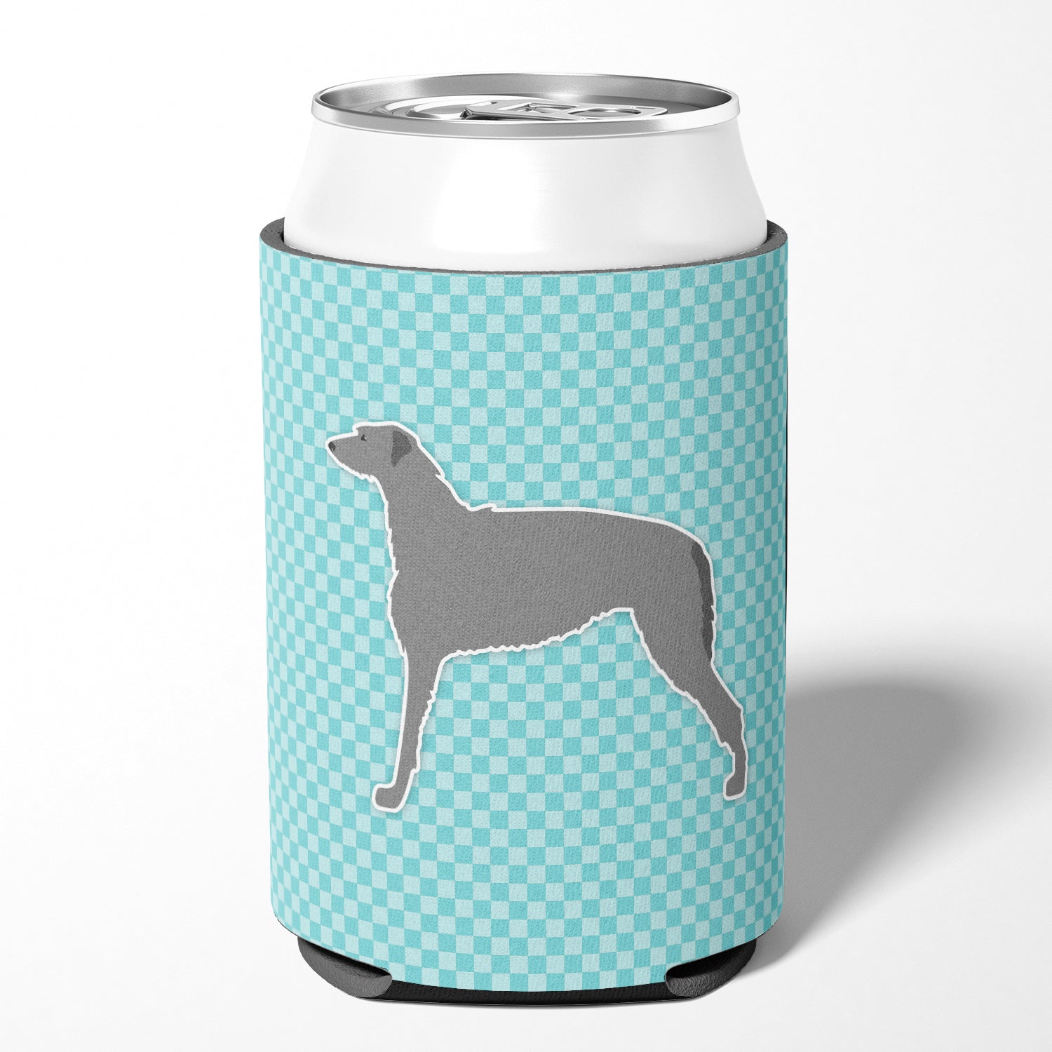 Scottish Deerhound  Checkerboard Blue Can or Bottle Hugger BB3696CC  the-store.com.