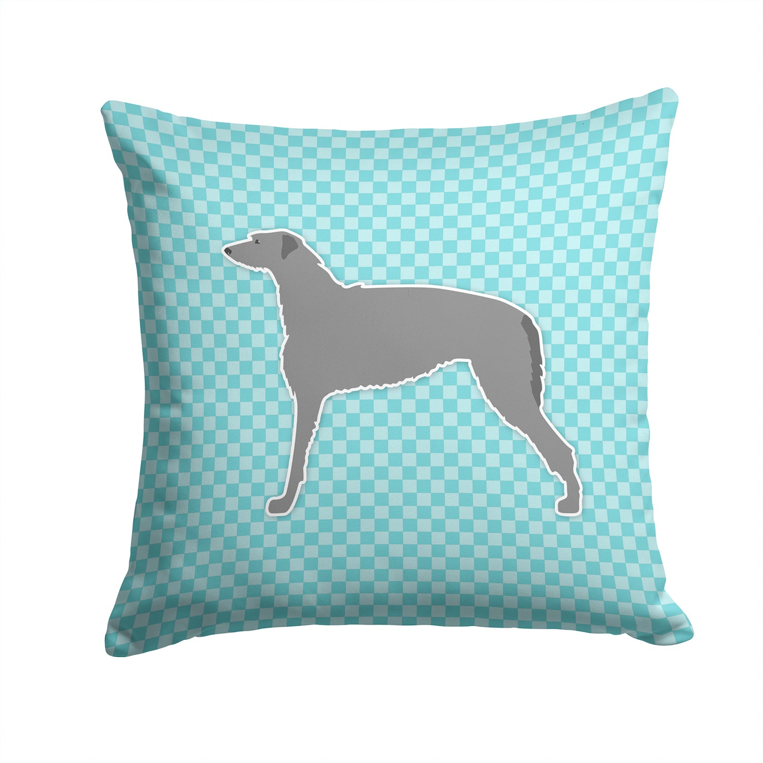 Scottish Deerhound  Checkerboard Blue Fabric Decorative Pillow BB3696PW1414 - the-store.com
