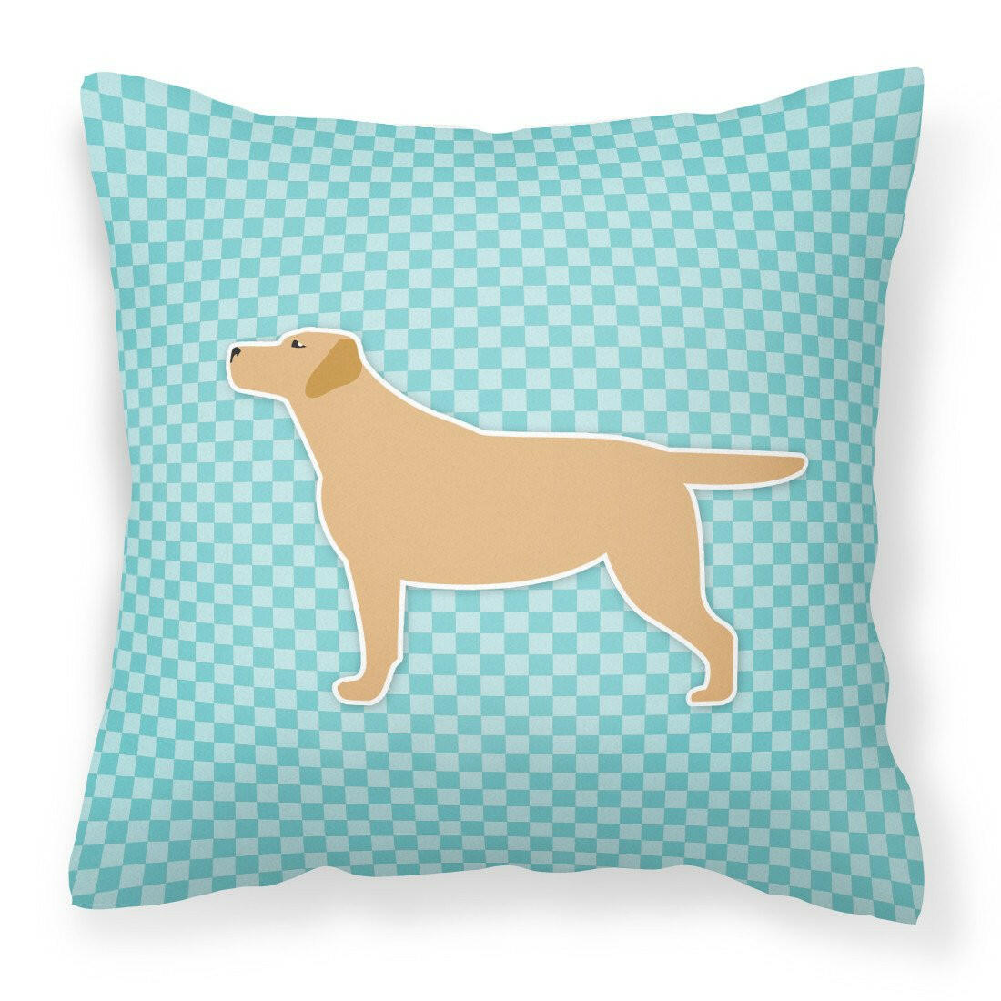 Yellow Labrador Retriever  Checkerboard Blue Fabric Decorative Pillow BB3697PW1818 by Caroline&#39;s Treasures
