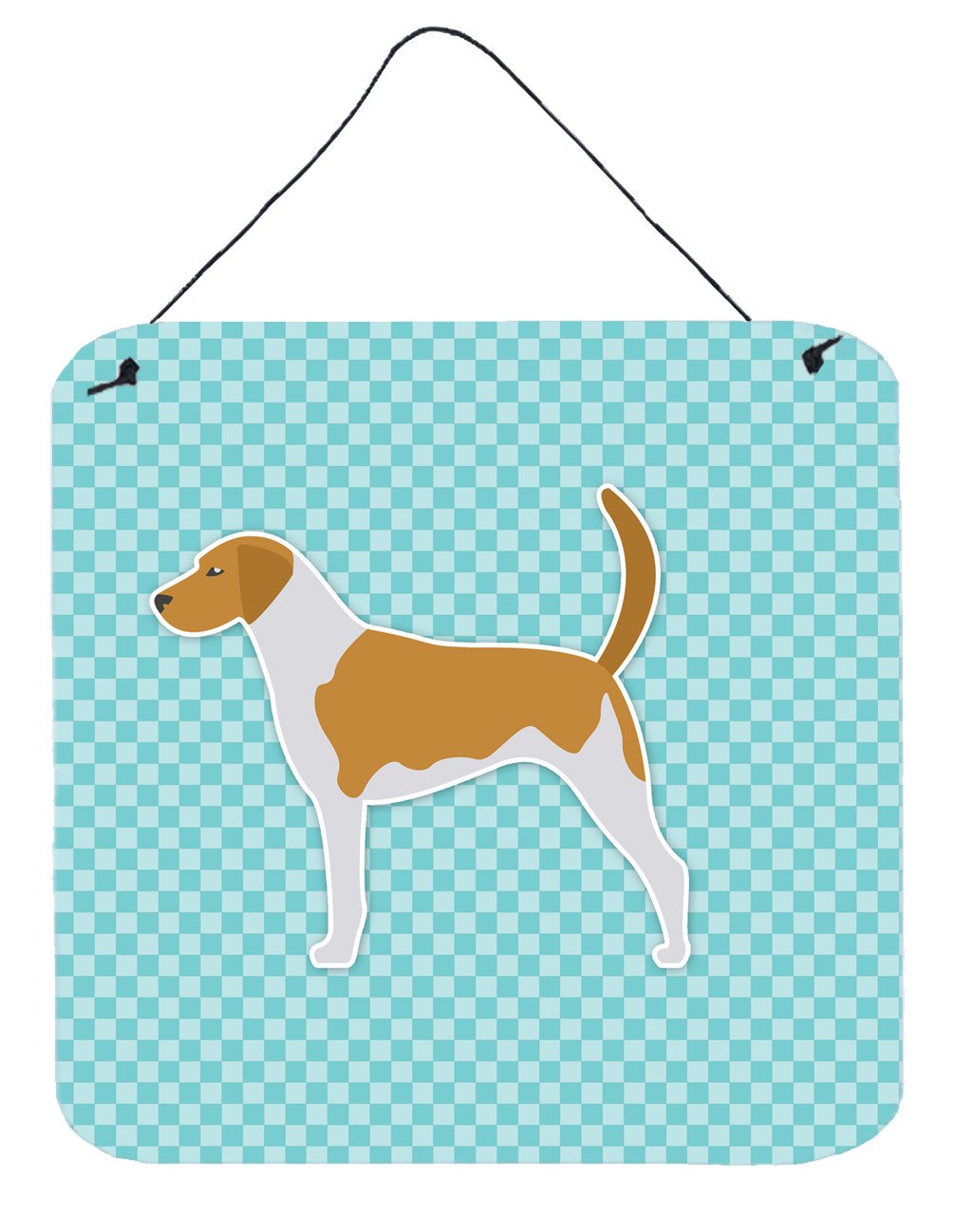 American Foxhound  Checkerboard Blue Wall or Door Hanging Prints BB3698DS66 by Caroline&#39;s Treasures