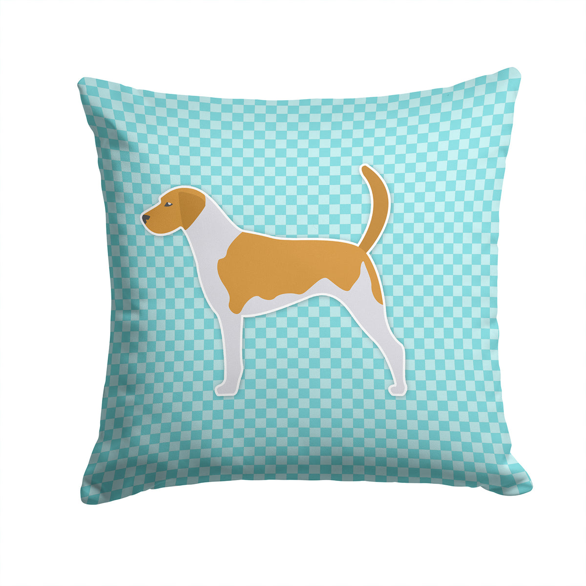 American Foxhound  Checkerboard Blue Fabric Decorative Pillow BB3698PW1414 - the-store.com