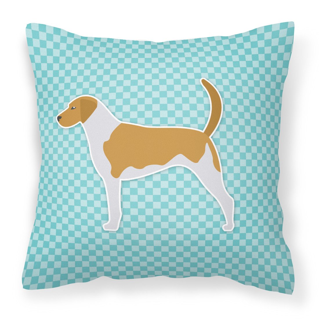 American Foxhound  Checkerboard Blue Fabric Decorative Pillow BB3698PW1818 by Caroline&#39;s Treasures