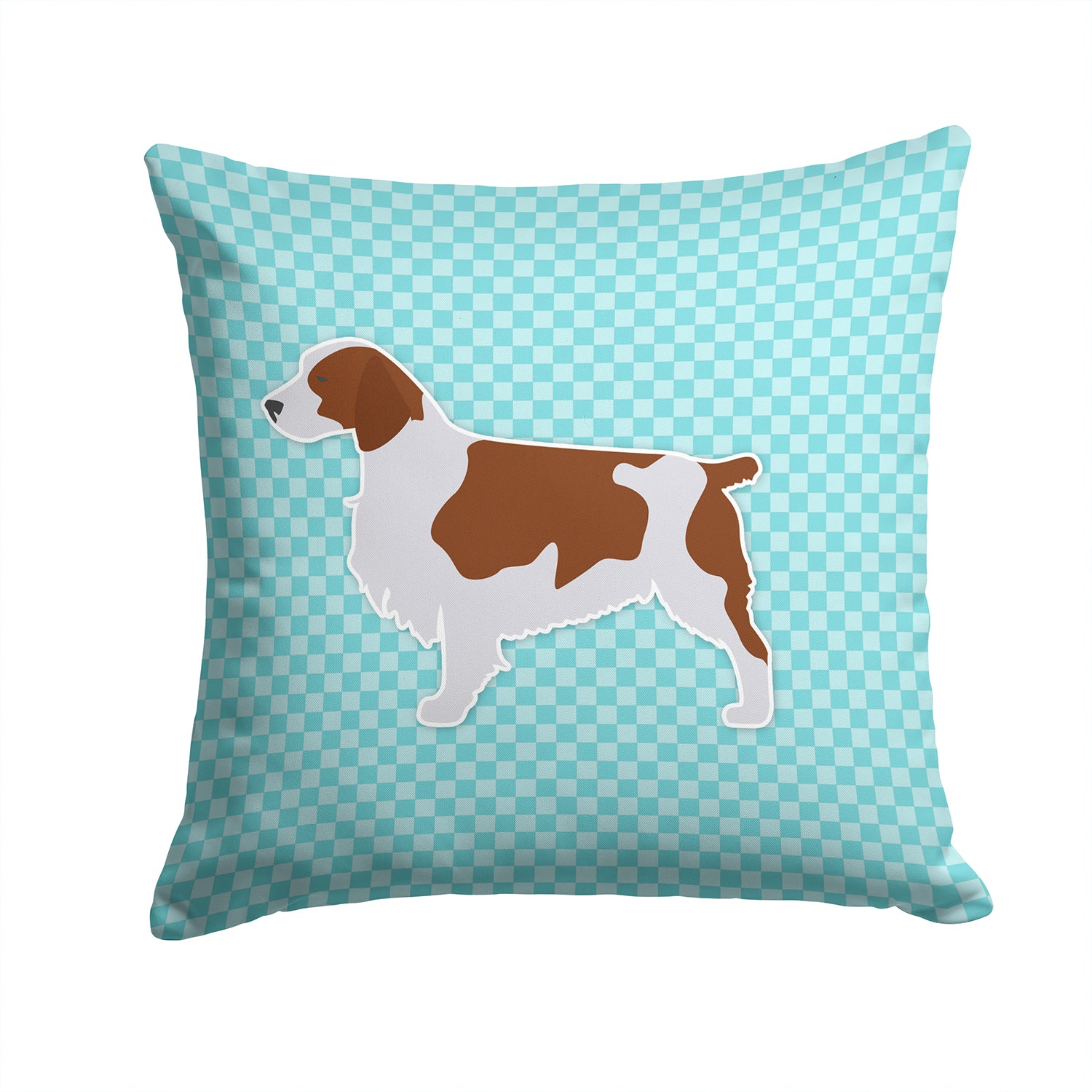 Welsh Springer Spaniel  Checkerboard Blue Fabric Decorative Pillow BB3700PW1414 - the-store.com