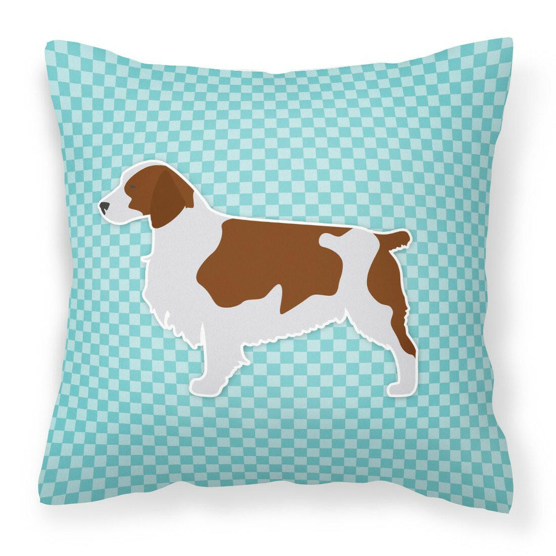 Welsh Springer Spaniel  Checkerboard Blue Fabric Decorative Pillow BB3700PW1818 by Caroline&#39;s Treasures
