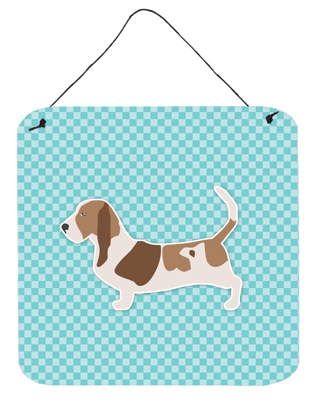 Basset Hound  Checkerboard Blue Wall or Door Hanging Prints BB3702DS66 by Caroline&#39;s Treasures