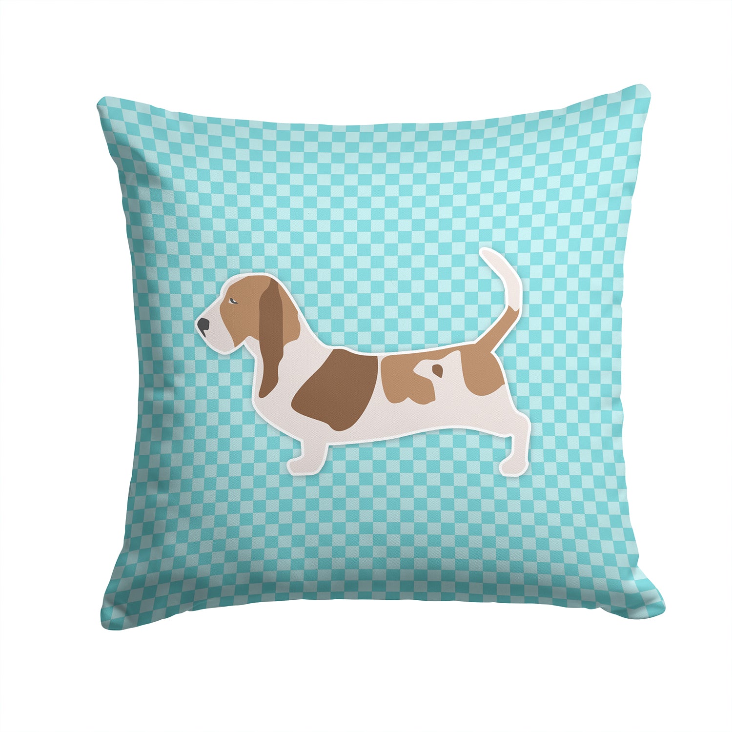 Basset Hound  Checkerboard Blue Fabric Decorative Pillow BB3702PW1414 - the-store.com