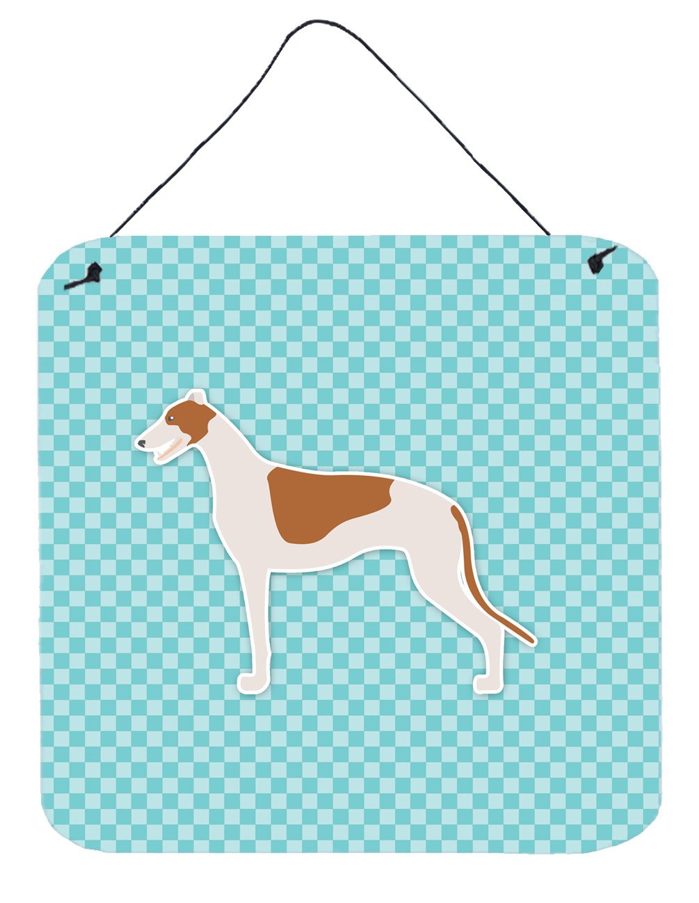 Greyhound  Checkerboard Blue Wall or Door Hanging Prints BB3705DS66 by Caroline&#39;s Treasures