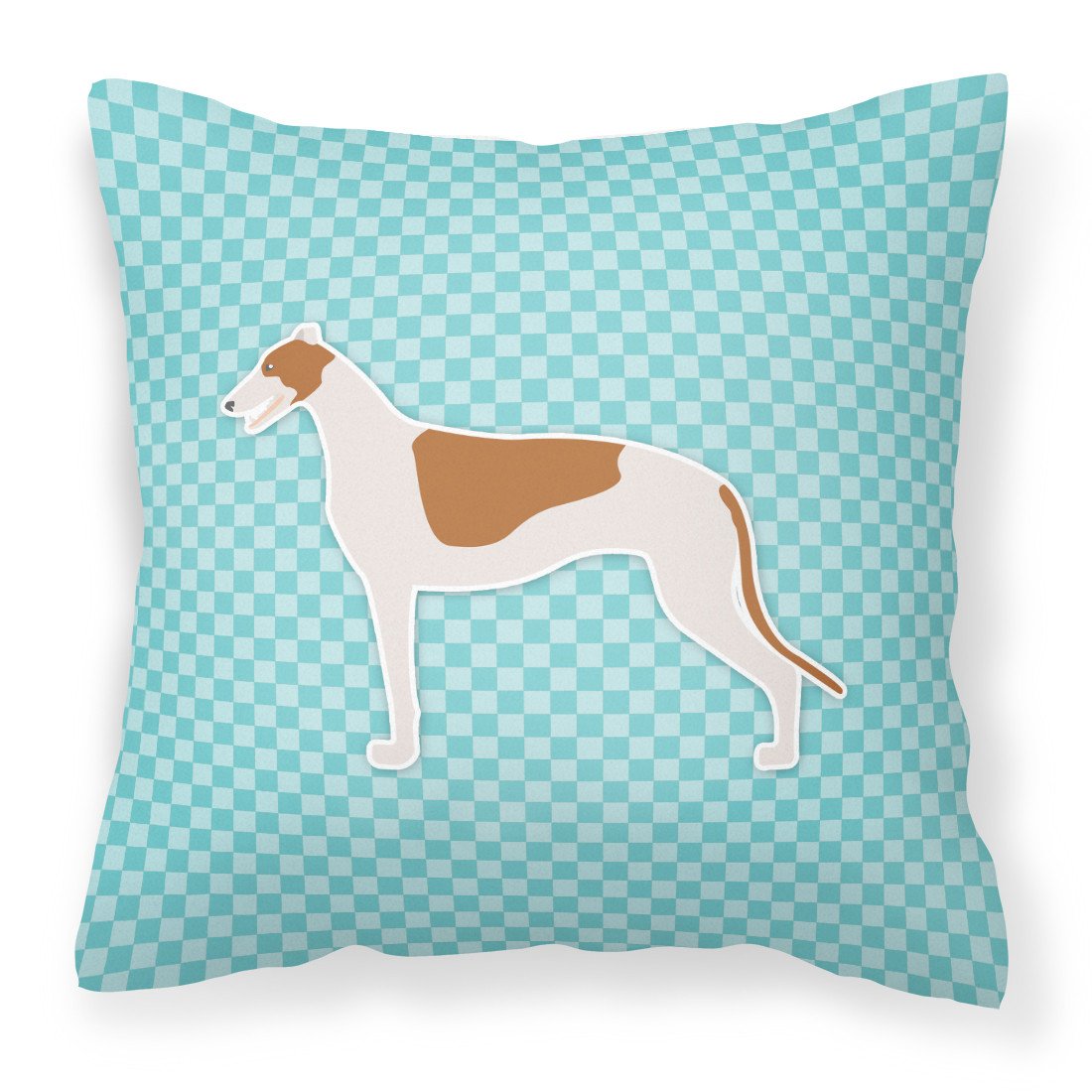 Greyhound  Checkerboard Blue Fabric Decorative Pillow BB3705PW1818 by Caroline&#39;s Treasures