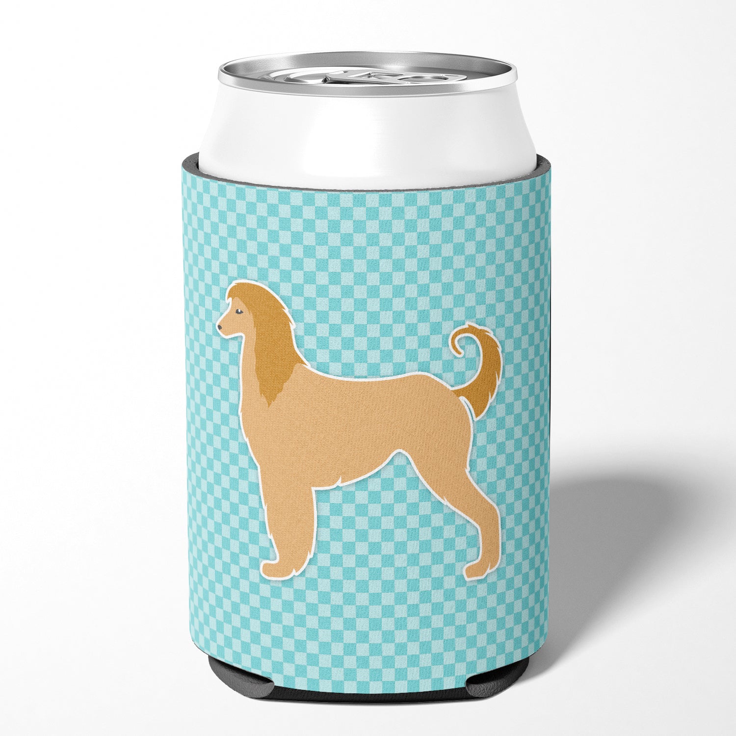 Afghan Hound  Checkerboard Blue Can or Bottle Hugger BB3706CC