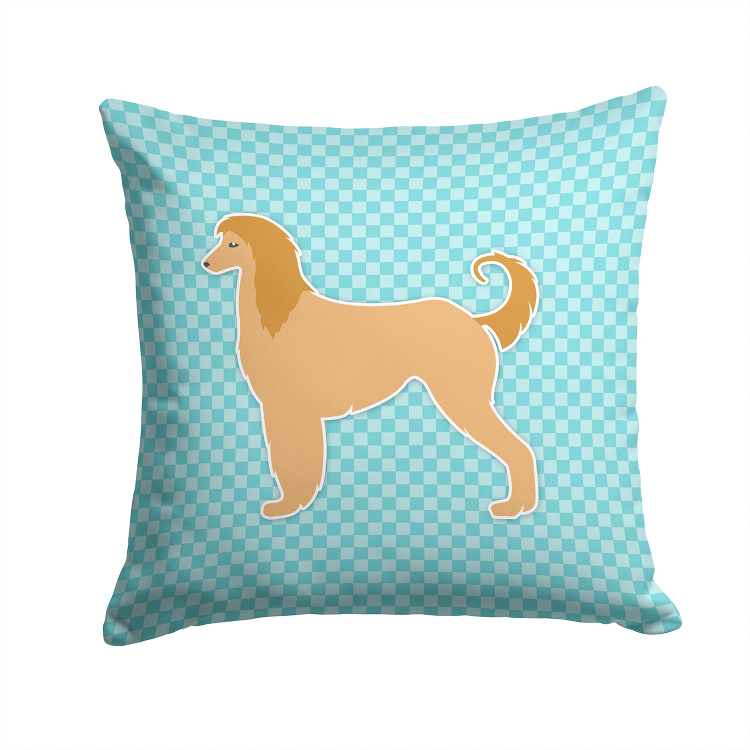 Afghan Hound  Checkerboard Blue Fabric Decorative Pillow BB3706PW1414 - the-store.com
