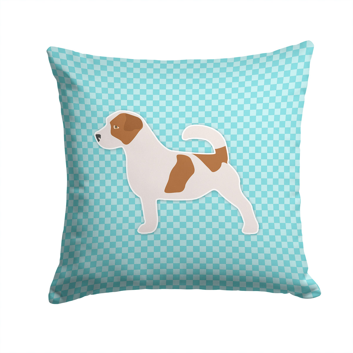 Jack Russell Terrier  Checkerboard Blue Fabric Decorative Pillow BB3707PW1414 - the-store.com