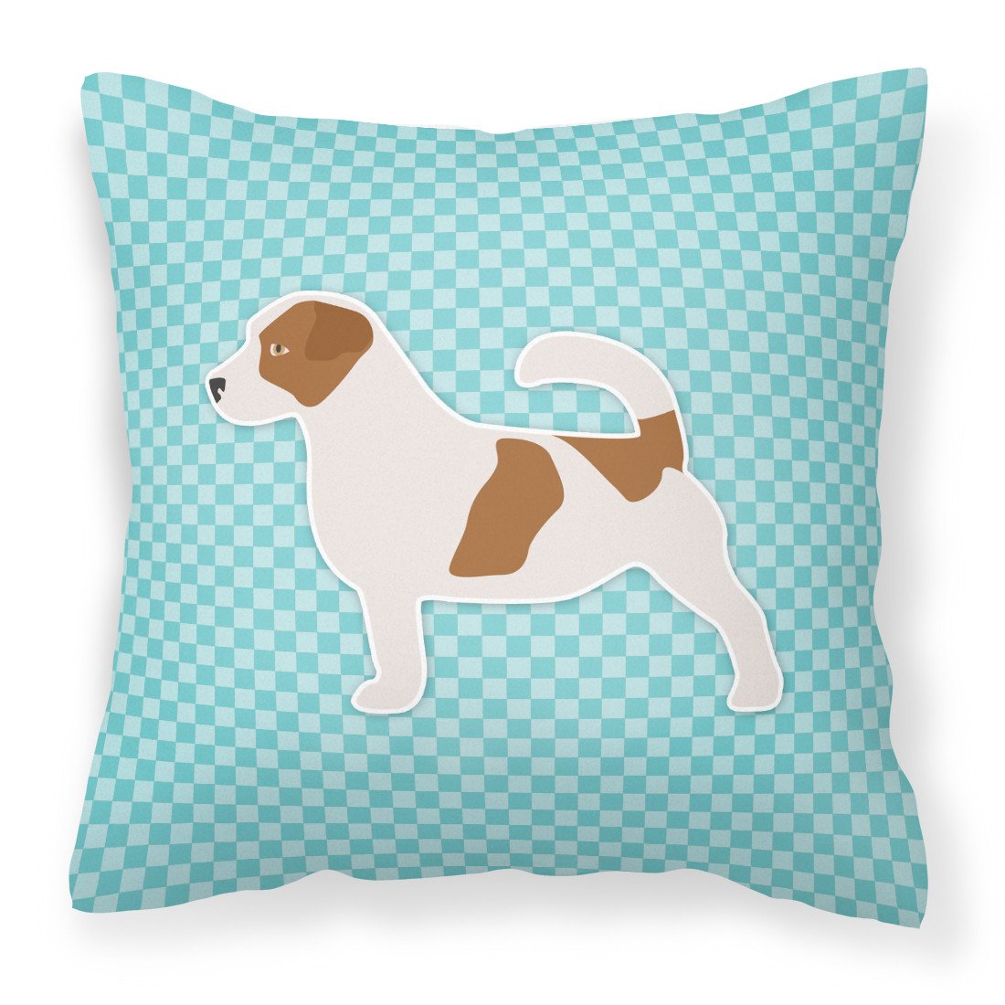 Jack Russell Terrier  Checkerboard Blue Fabric Decorative Pillow BB3707PW1818 by Caroline&#39;s Treasures