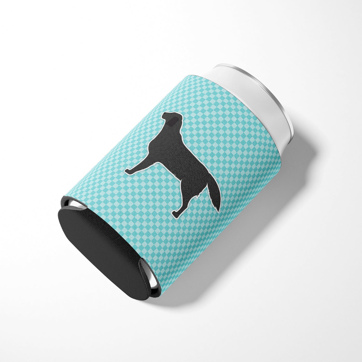 Black Labrador Retriever  Checkerboard Blue Can or Bottle Hugger BB3708CC