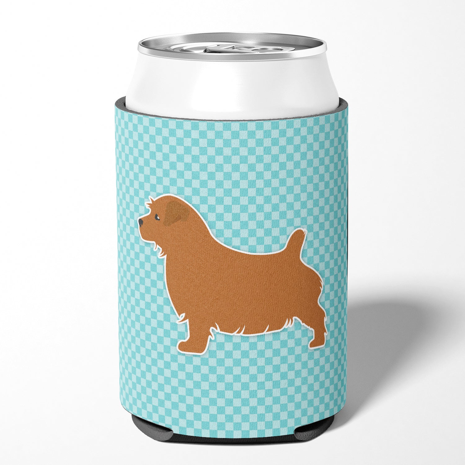 Norfolk Terrier  Checkerboard Blue Can or Bottle Hugger BB3709CC  the-store.com.