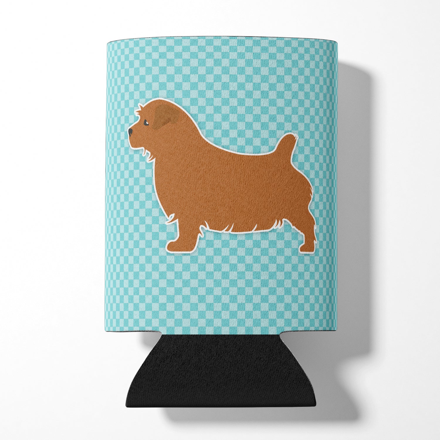 Norfolk Terrier  Checkerboard Blue Can or Bottle Hugger BB3709CC  the-store.com.