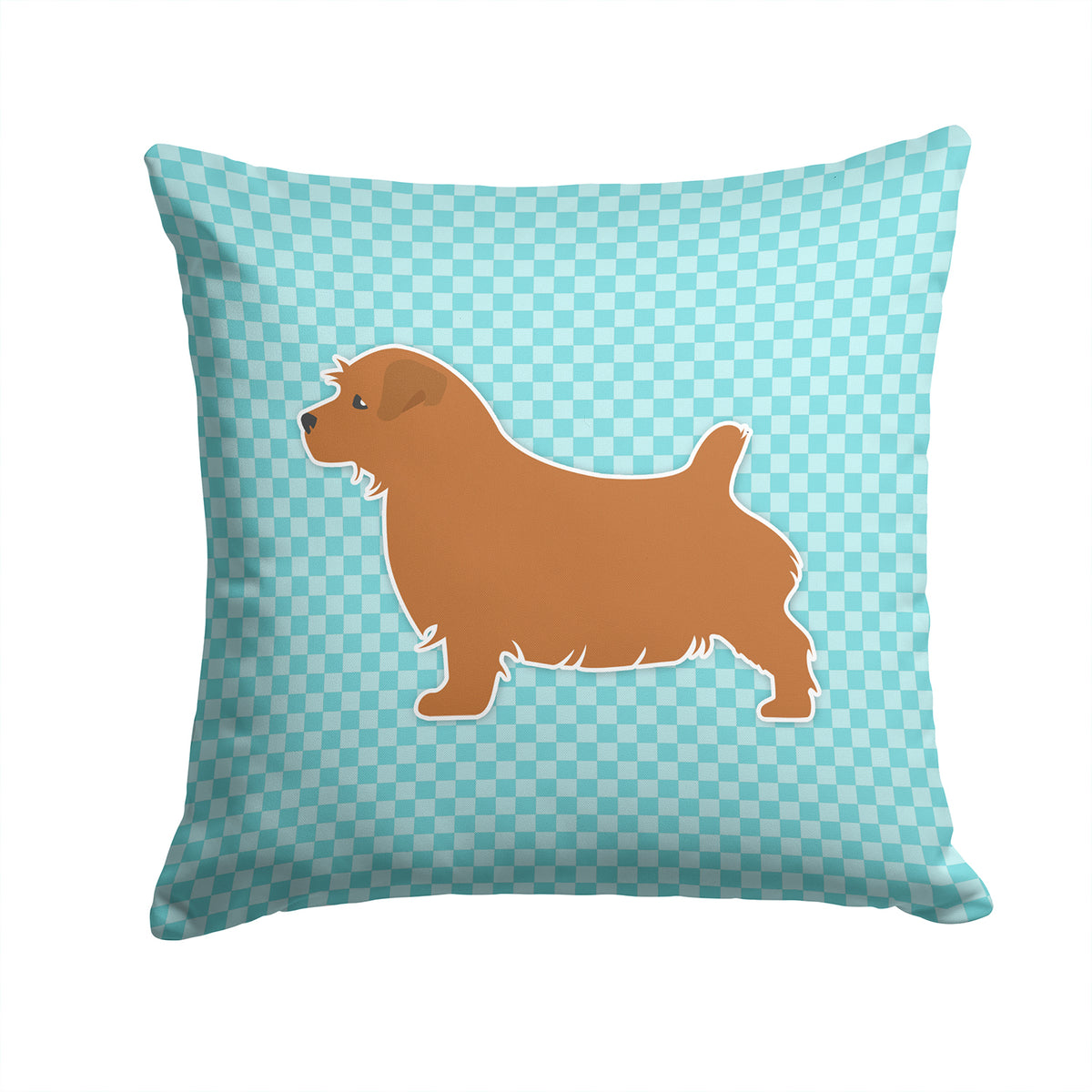 Norfolk Terrier  Checkerboard Blue Fabric Decorative Pillow BB3709PW1414 - the-store.com