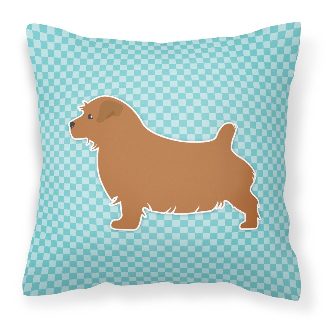 Norfolk Terrier  Checkerboard Blue Fabric Decorative Pillow BB3709PW1818 by Caroline&#39;s Treasures