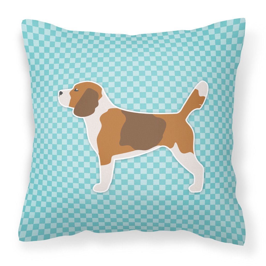 Beagle Checkerboard Blue Fabric Decorative Pillow BB3710PW1818 by Caroline&#39;s Treasures