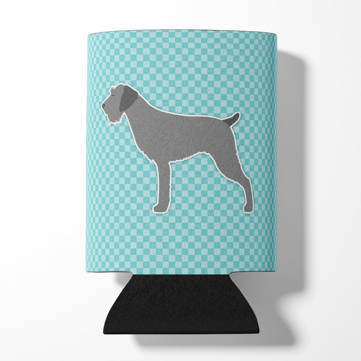 German Wirehaired Pointer Checkerboard Blue Can or Bottle Hugger BB3711CC