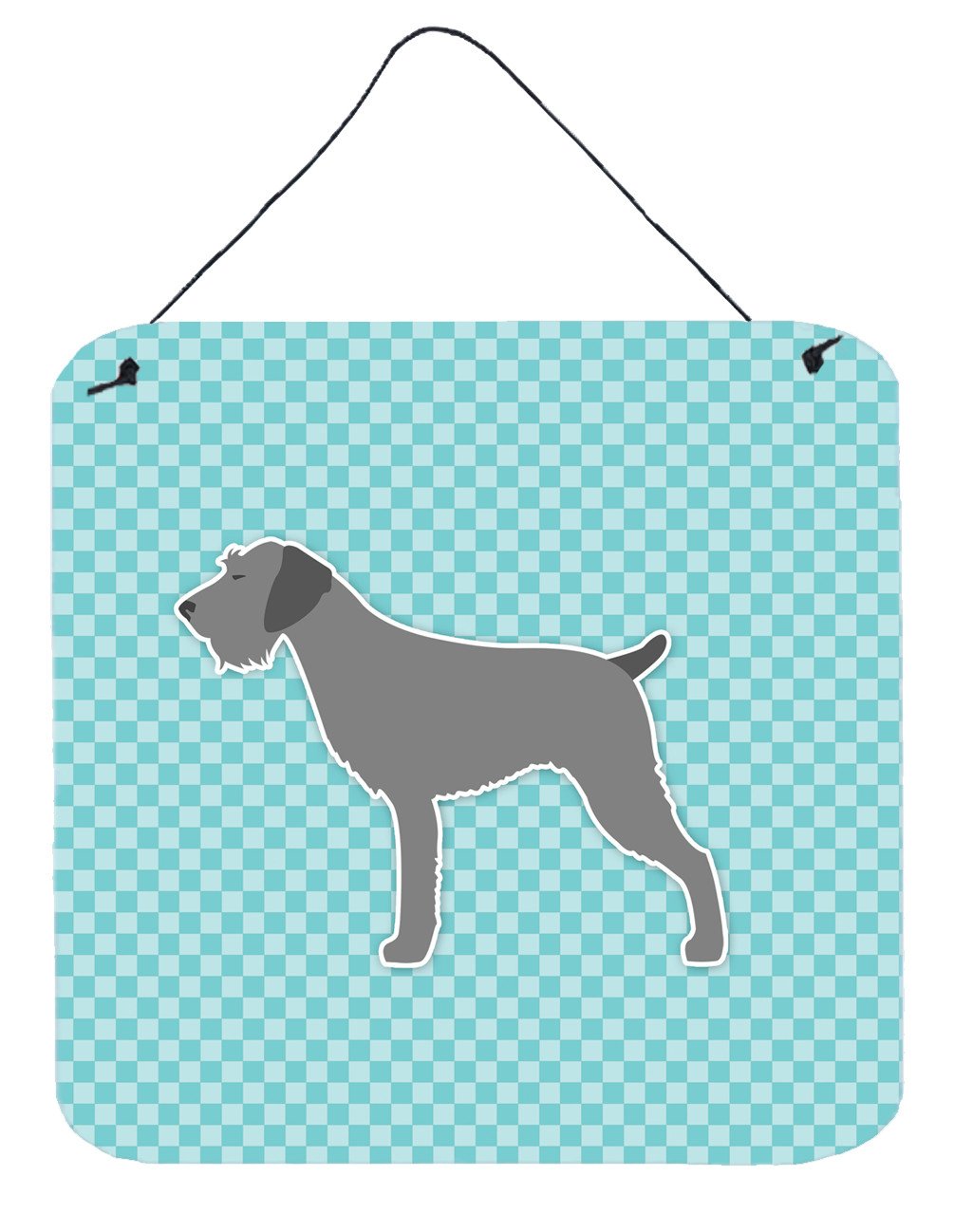 German Wirehaired Pointer Checkerboard Blue Wall or Door Hanging Prints BB3711DS66 by Caroline's Treasures