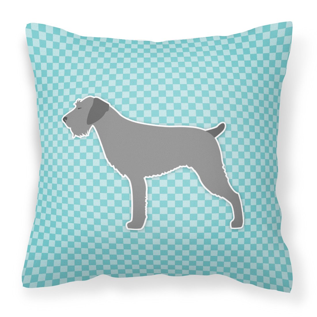 German Wirehaired Pointer Checkerboard Blue Fabric Decorative Pillow BB3711PW1818 by Caroline&#39;s Treasures