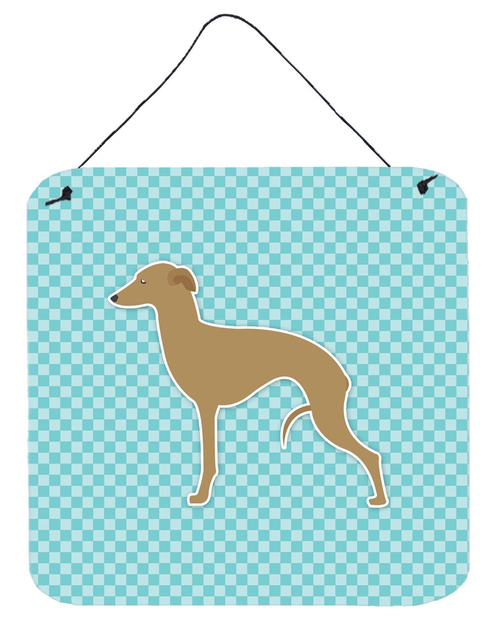Italian Greyhound Checkerboard Blue Wall or Door Hanging Prints BB3714DS66 by Caroline&#39;s Treasures