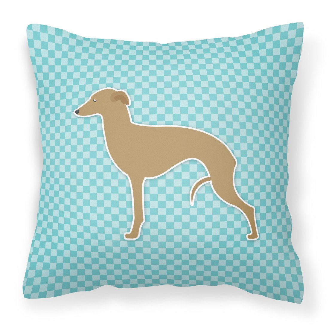 Italian Greyhound Checkerboard Blue Fabric Decorative Pillow BB3714PW1818 by Caroline&#39;s Treasures