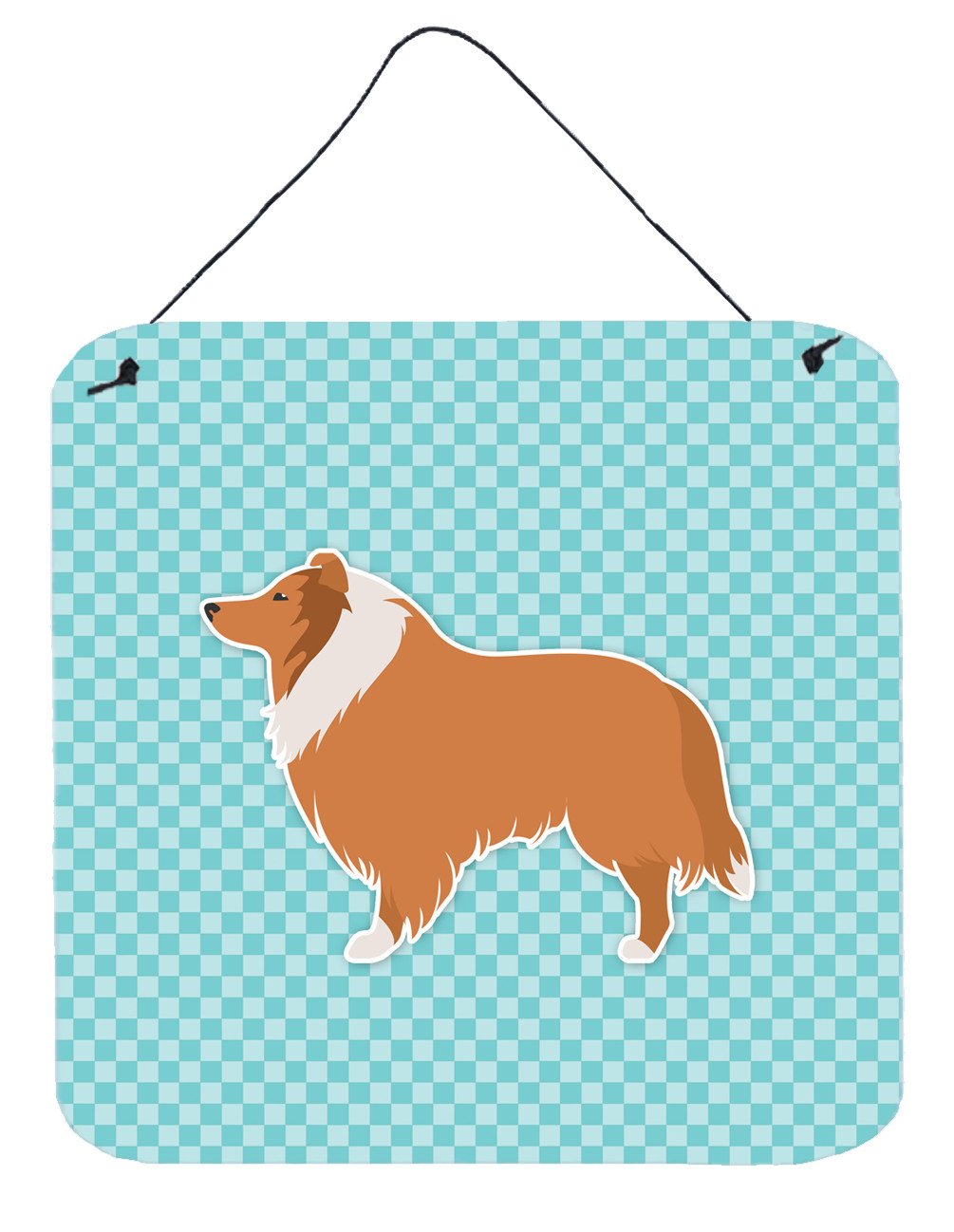 Collie Checkerboard Blue Wall or Door Hanging Prints BB3716DS66 by Caroline&#39;s Treasures