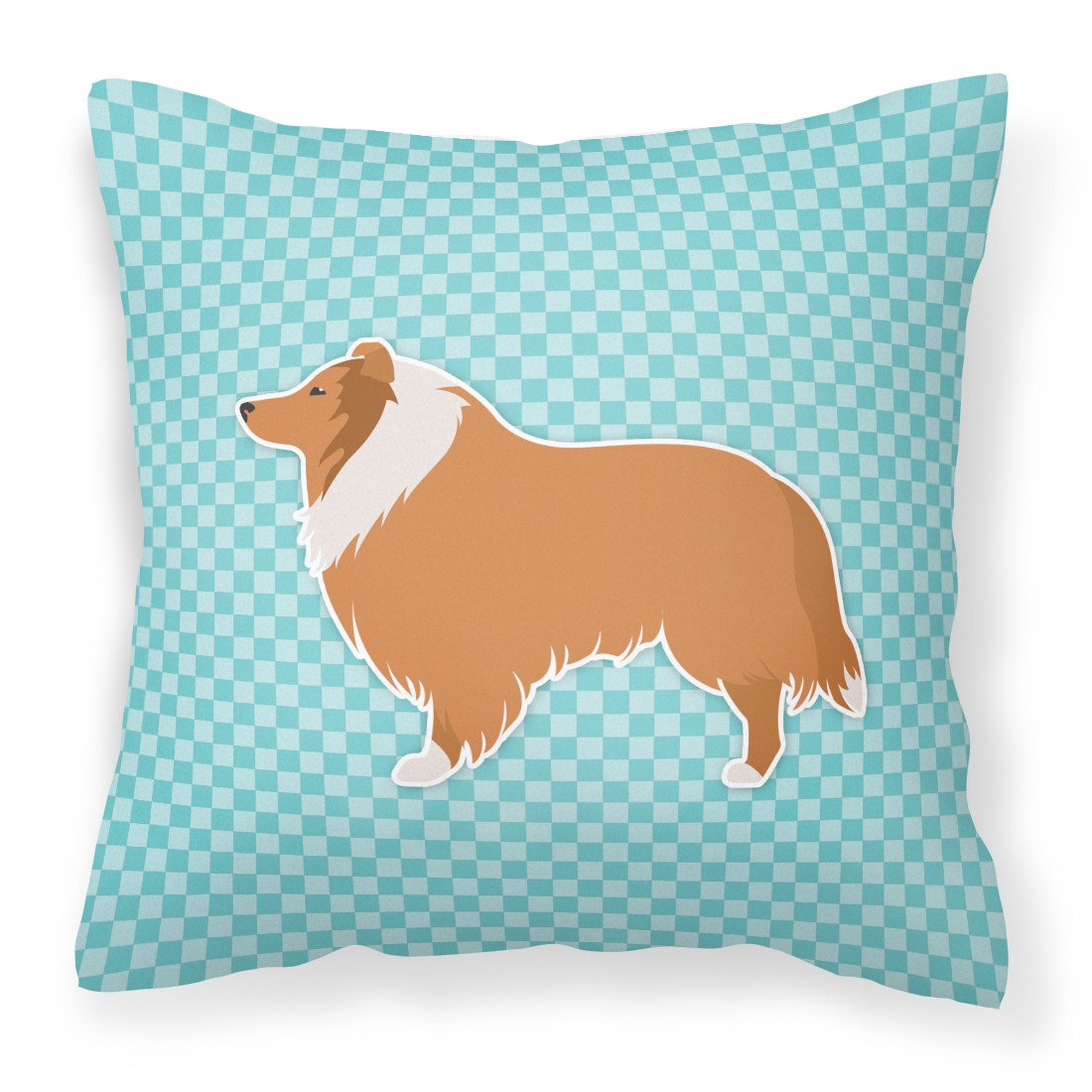 Collie Checkerboard Blue Fabric Decorative Pillow BB3716PW1818 by Caroline&#39;s Treasures