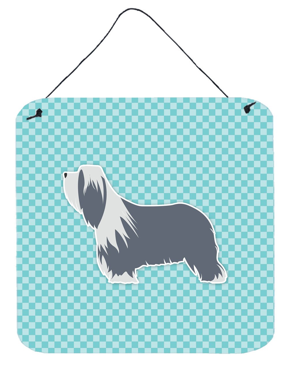 Bearded Collie Checkerboard Blue Wall or Door Hanging Prints BB3717DS66 by Caroline&#39;s Treasures