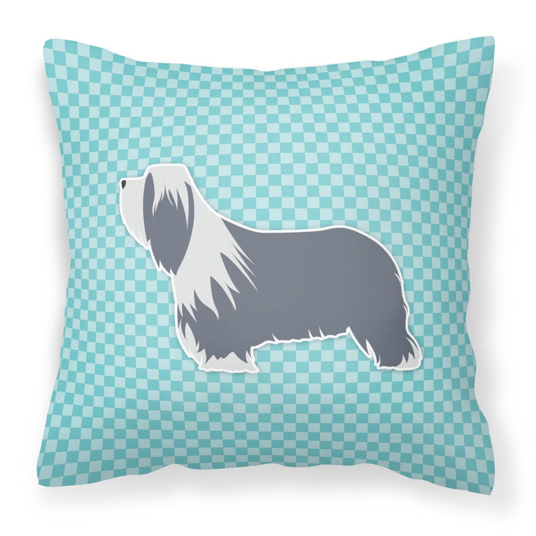 Bearded Collie Checkerboard Blue Fabric Decorative Pillow BB3717PW1818 by Caroline&#39;s Treasures