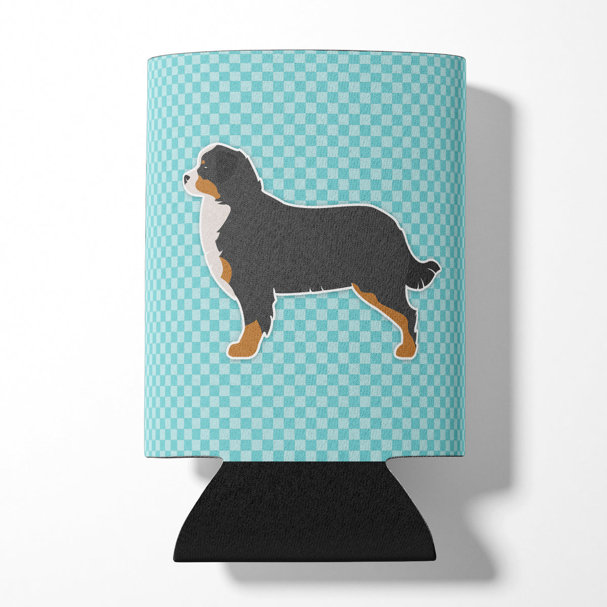 Bernese Mountain Dog Checkerboard Blue Can or Bottle Hugger BB3719CC