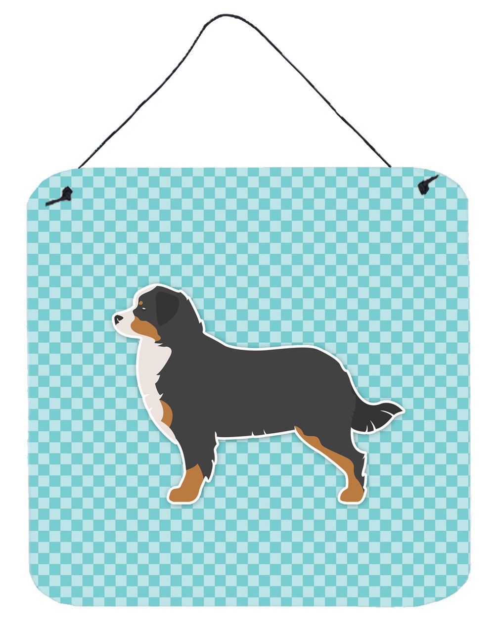 Bernese Mountain Dog Checkerboard Blue Wall or Door Hanging Prints BB3719DS66 by Caroline&#39;s Treasures
