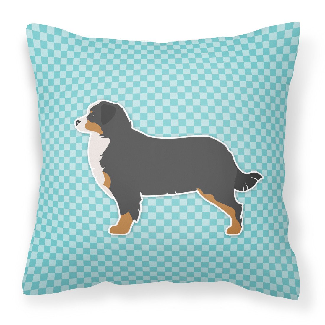 Bernese Mountain Dog Checkerboard Blue Fabric Decorative Pillow BB3719PW1818 by Caroline&#39;s Treasures